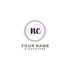 NC Initial handwriting logo template vector