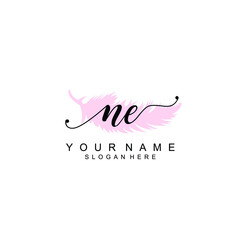 NE Initial handwriting logo template vector