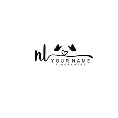 NL Initial handwriting logo template vector