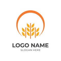 wheat logo design flat gold color style