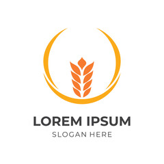 wheat logo template flat orange and yellow color style