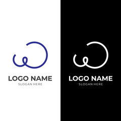 Fototapeta premium letter W logo concept vector flat blue and white color style