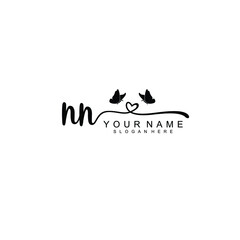 NN Initial handwriting logo template vector