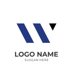 modern letter W logo design flat blue and black color style