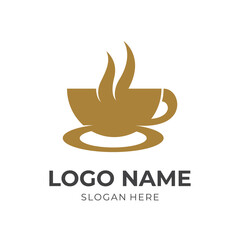 coffee logo design flat brown color style