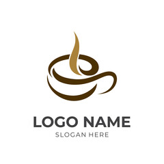 coffee logo template flat brown color style