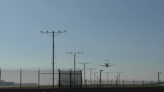 Twin engine jet lading at Los Angeles International Airport