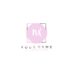 NX Initial handwriting logo template vector