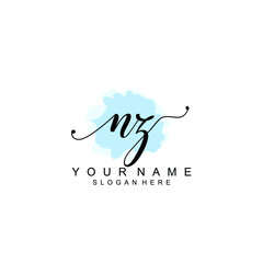 NZ Initial handwriting logo template vector