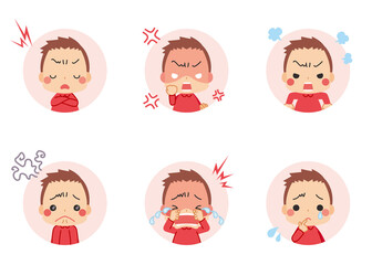 可愛い小さな女の子の顔 ネガティブ感情セット アイコン イラスト 怒り 悲しい 怒る 泣く Wall Mural ぽこたぽこ 可愛い小さな女の子の顔 ネガティブ感情セット アイコン イラスト 怒り 悲しい 怒る 泣く Wall Mural ぽこたぽこ