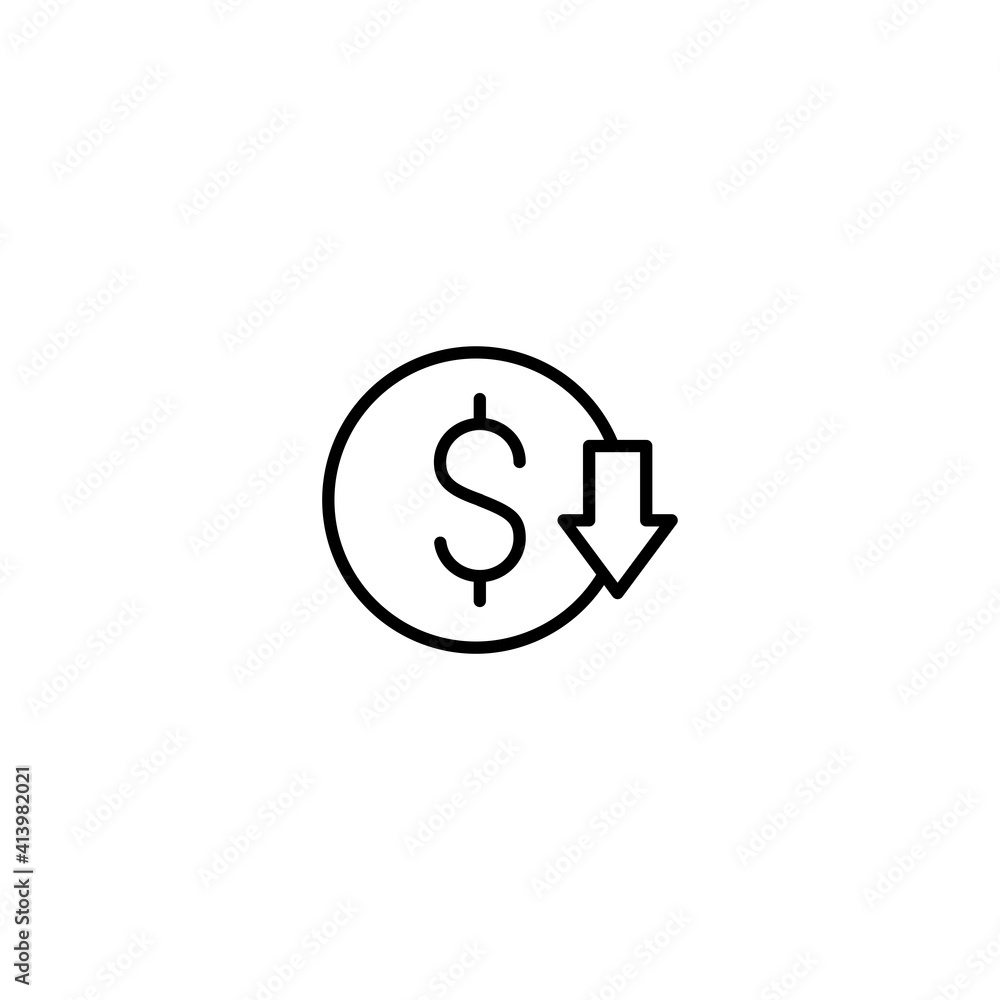 Aufkleber cost reduction icon vector for computer, web and mobile apps