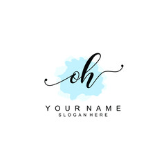 OH Initial handwriting logo template vector