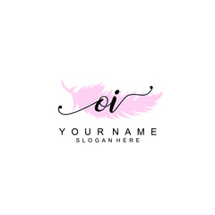 OI Initial handwriting logo template vector