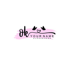 OK Initial handwriting logo template vector