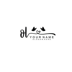 OL Initial handwriting logo template vector