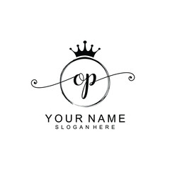 OP Initial handwriting logo template vector