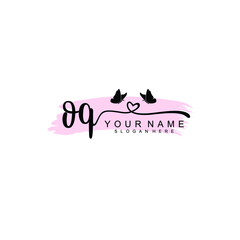 OQ Initial handwriting logo template vector