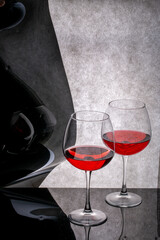 Still life with glass glasses with wine