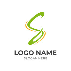 abstract letter S logo concept flat green color style