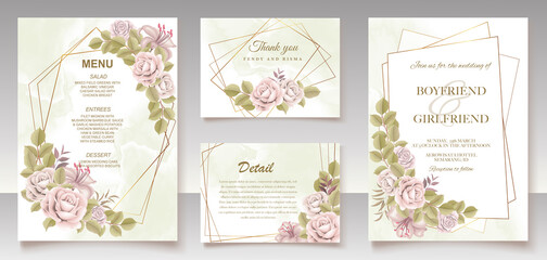 Elegant hand drawing wedding invitation floral design