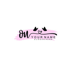 OU Initial handwriting logo template vector