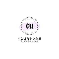 OU Initial handwriting logo template vector