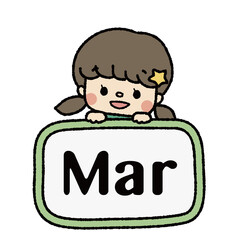 ３月　女の子　おたより・カレンダー　イラスト