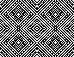 Geometric Diamond Tribal Pattern in Black & White