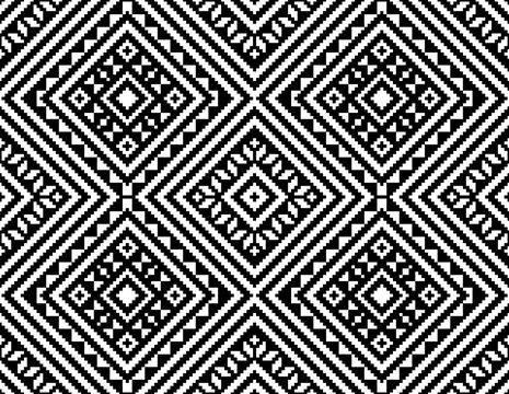 Geometric Diamond Tribal Pattern in Black & White