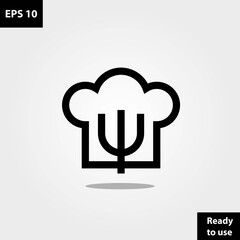 Fork trident in hat chef restaurant logo company, logo vector template design. Ready to use, easy for edit.