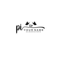 PI Initial handwriting logo template vector