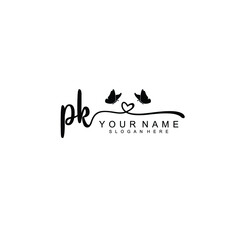 PK Initial handwriting logo template vector - obrazy, fototapety, plakaty