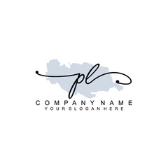 PL Initial handwriting logo template vector