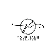 PL Initial handwriting logo template vector