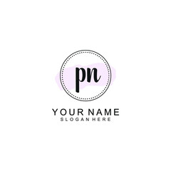 PN Initial handwriting logo template vector