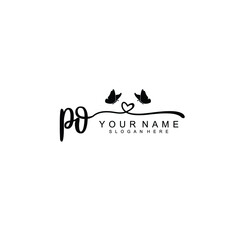 PO Initial handwriting logo template vector