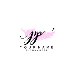 PP Initial handwriting logo template vector