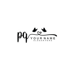 PQ Initial handwriting logo template vector