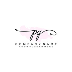 PQ Initial handwriting logo template vector