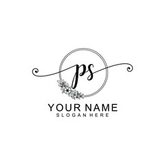 PS Initial handwriting logo template vector