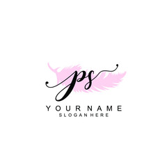 PS Initial handwriting logo template vector