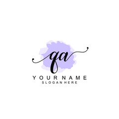 QA Initial handwriting logo template vector