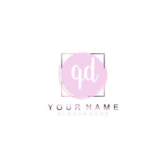 QD Initial handwriting logo template vector