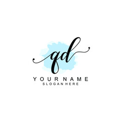 QD Initial handwriting logo template vector