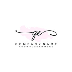 QE Initial handwriting logo template vector