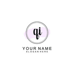 QI Initial handwriting logo template vector