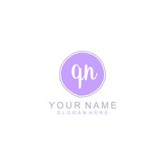 QN Initial handwriting logo template vector