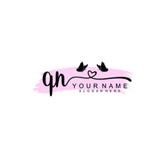 QN Initial handwriting logo template vector