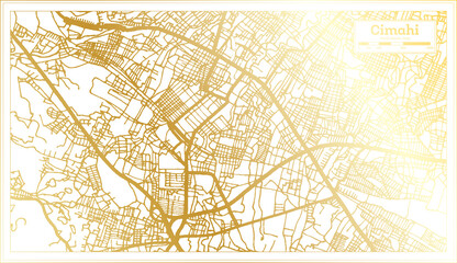 Cimahi Indonesia City Map in Retro Style in Golden Color. Outline Map.
