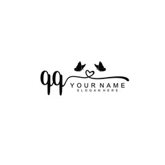 QQ Initial handwriting logo template vector